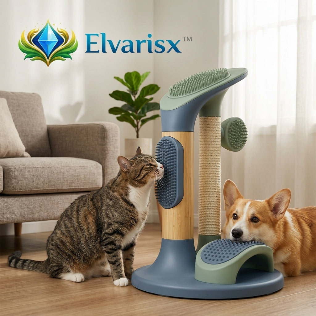 Elvarisx™ Dual-Purpose Scratching Post & Grooming Station